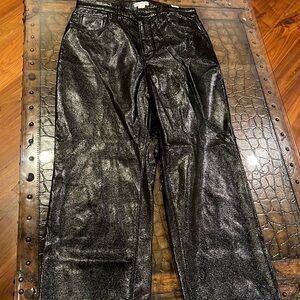 GOOD AMERICAN 90’s vinyl Women's Black trousers